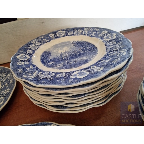 4 - Large Collection of Vintage English Blue & White China; Various 'Thames River Scenes' Patterns by Pa... 