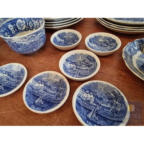 4 - Large Collection of Vintage English Blue & White China; Various 'Thames River Scenes' Patterns by Pa... 
