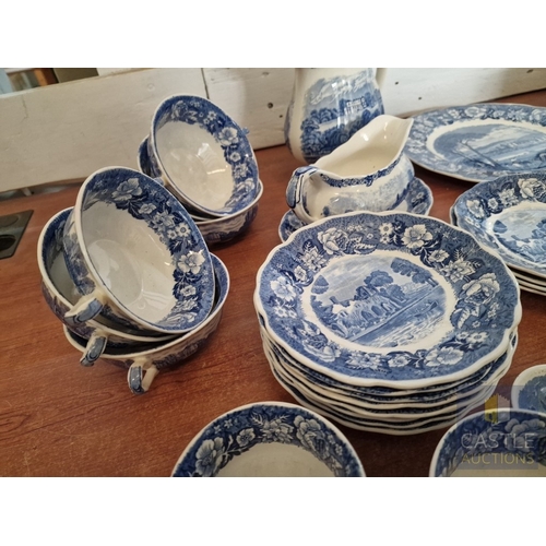 4 - Large Collection of Vintage English Blue & White China; Various 'Thames River Scenes' Patterns by Pa... 