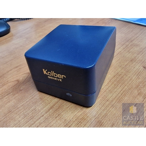 43A - KOLBER 18ct Gold Plated Gent's Wrist Watch with Bracelet Strap, Swiss Made, Quartz, * Running When L... 