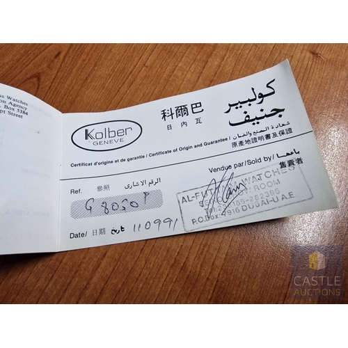 43A - KOLBER 18ct Gold Plated Gent's Wrist Watch with Bracelet Strap, Swiss Made, Quartz, * Running When L... 