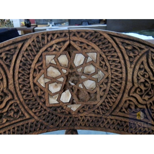 6 - Highly Decorative Folding Moorish / Islamic Wooden Chair, with Curved Slatted Form and 'X' Frame Bas... 