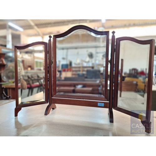 8 - Classical Style Wooden Free Standing 3-Part Dressing Table Swing Mirror with Shaped Bevel Glass, (Ap... 