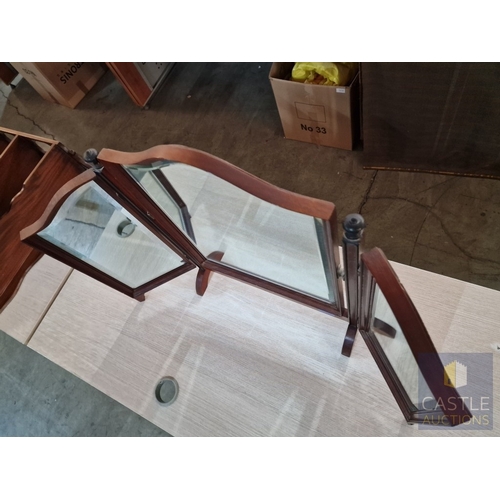 8 - Classical Style Wooden Free Standing 3-Part Dressing Table Swing Mirror with Shaped Bevel Glass, (Ap... 