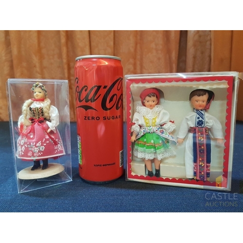 350 - Collection of 10x Vintage Folk Art Souvenir Dolls in Ethnic Outfits, See Multiple Photos, (10)