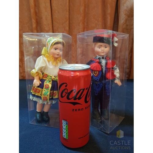 350 - Collection of 10x Vintage Folk Art Souvenir Dolls in Ethnic Outfits, See Multiple Photos, (10)