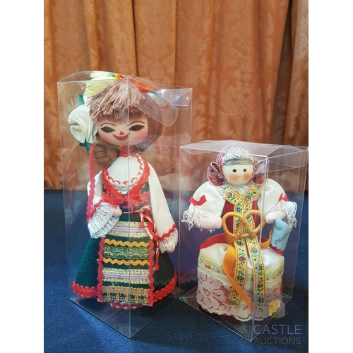 350 - Collection of 10x Vintage Folk Art Souvenir Dolls in Ethnic Outfits, See Multiple Photos, (10)