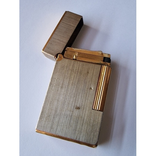 202Z - Vintage 'S.T. Dupont Paris' Silver & Gold Tone Lighter (Made in France), * Basic Test and Sparking *