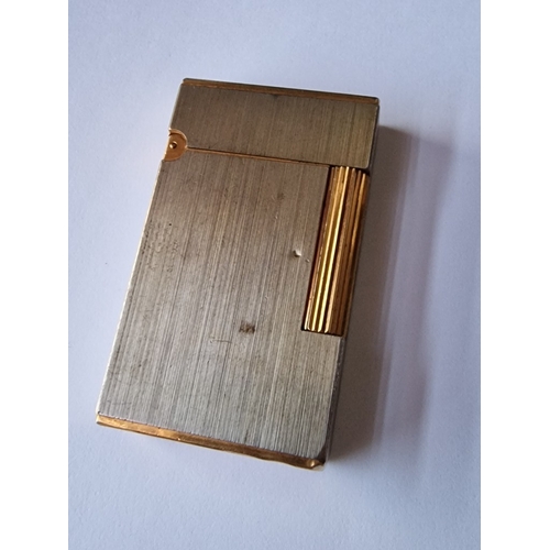 202Z - Vintage 'S.T. Dupont Paris' Silver & Gold Tone Lighter (Made in France), * Basic Test and Sparking *
