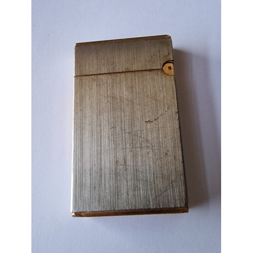 202Z - Vintage 'S.T. Dupont Paris' Silver & Gold Tone Lighter (Made in France), * Basic Test and Sparking *