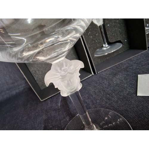 70 - 4 x Rosenthal VERSACE 'Medusa Lumiere' Brandy / Cognac Crystal Glasses with Frosted Glass Medusa Hea... 