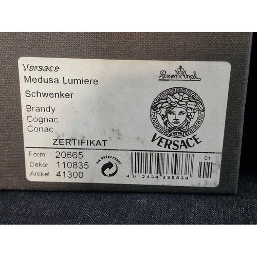 70 - 4 x Rosenthal VERSACE 'Medusa Lumiere' Brandy / Cognac Crystal Glasses with Frosted Glass Medusa Hea... 