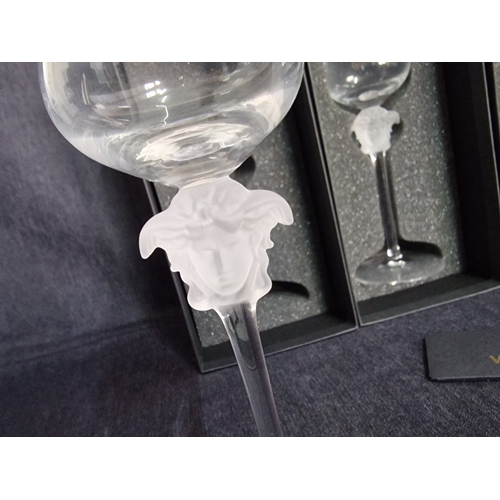 72 - 4 x Rosenthal VERSACE 'Medusa Lumiere' Crystal Grappa Glasses, with Frosted Glass Medusa Head Stem, ... 