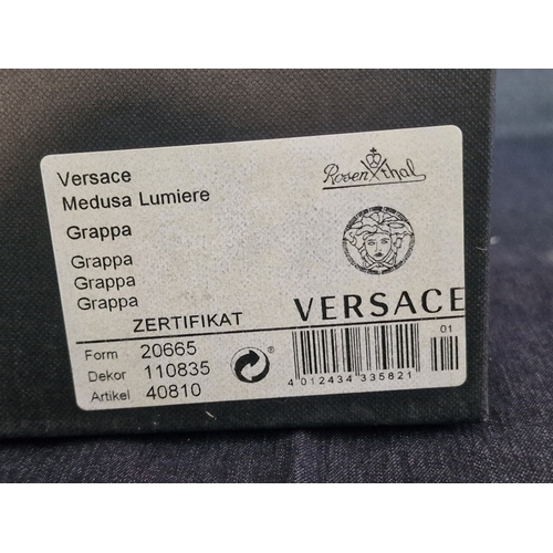 72 - 4 x Rosenthal VERSACE 'Medusa Lumiere' Crystal Grappa Glasses, with Frosted Glass Medusa Head Stem, ... 