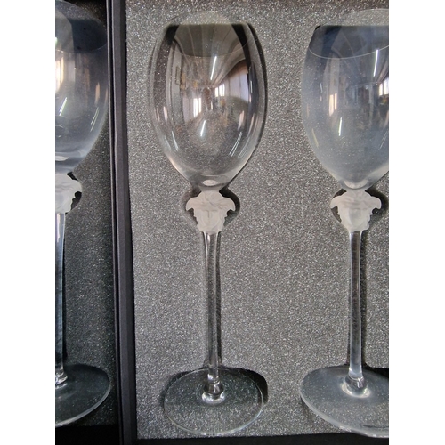 74 - 4 x Boxes of 2 / Set of 8 x Rosenthal VERSACE 'Medusa Lumiere' Crystal Wine Glasses, with Frosted Gl... 