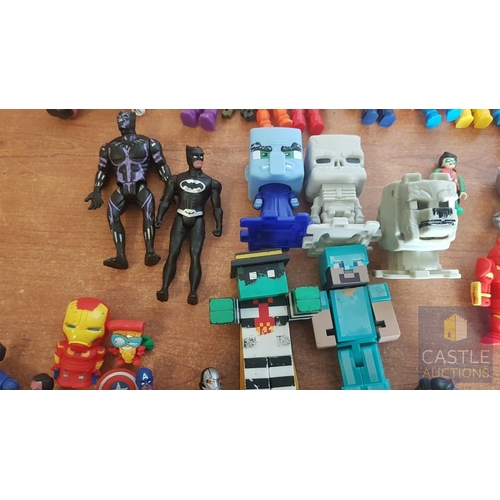 104 - Large Collection of Various Cartoon Hero Figurines, Inc. Minecraft Toy Action Figurines, Kuromi Figu... 