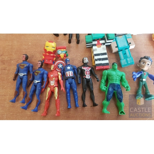 104 - Large Collection of Various Cartoon Hero Figurines, Inc. Minecraft Toy Action Figurines, Kuromi Figu... 