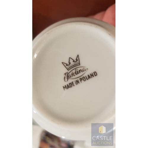 12 - 100 Pcs Modern White Porcelain Dinner Set, Decorative with Black Trim, Karolina Factory- Jaworzyna/S... 