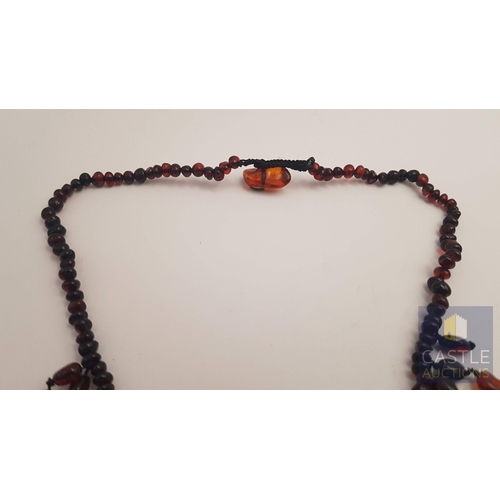 20A - Handmade Statement Drop Necklace with Polished Baltic Amber Beads in Three Colours, Various Shades o... 