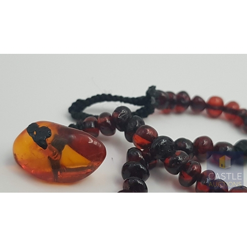 20A - Handmade Statement Drop Necklace with Polished Baltic Amber Beads in Three Colours, Various Shades o... 
