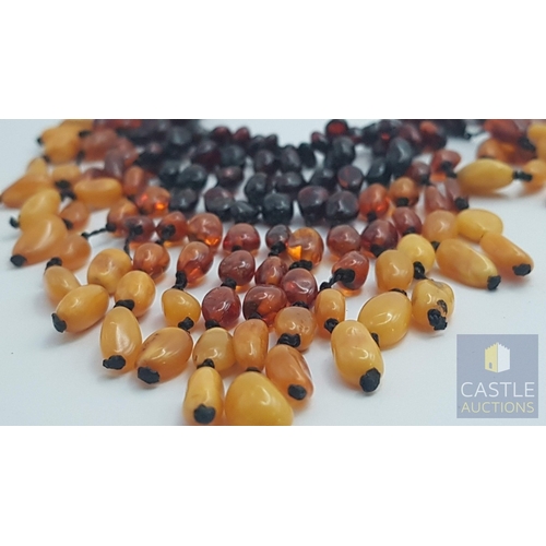 20A - Handmade Statement Drop Necklace with Polished Baltic Amber Beads in Three Colours, Various Shades o... 