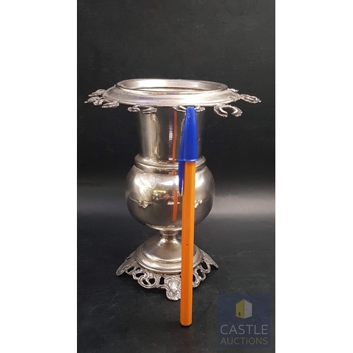 20B - Vintage Traditional Cyprus White Metal Basket with Pedestal Base Twin Handled with Hangers for 12 x ... 