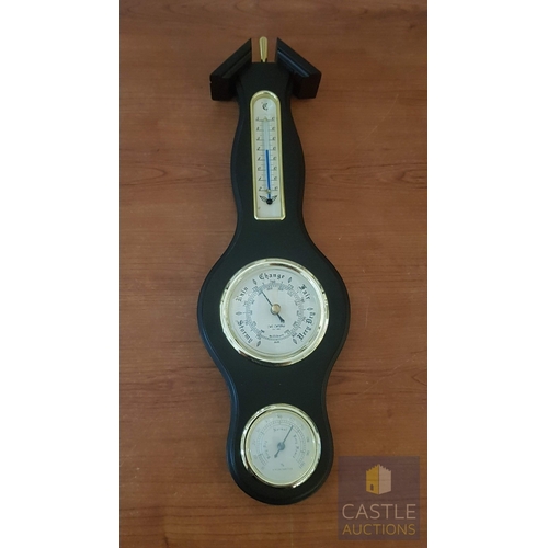 355A - Vintage Banjo- Style Wall Plaque Collectible Weather Station (Barometer/Thermometer/Hygrometer), Woo... 