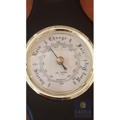 355A - Vintage Banjo- Style Wall Plaque Collectible Weather Station (Barometer/Thermometer/Hygrometer), Woo... 