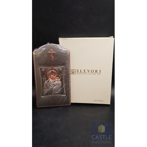372 - 3x Holy Icons; 2x Mother with Child (Approx. 6cm x 11.5cm / 8cm x 14.5cm) and 1x Saint Stylianos (Ap... 