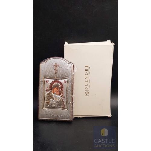 372 - 3x Holy Icons; 2x Mother with Child (Approx. 6cm x 11.5cm / 8cm x 14.5cm) and 1x Saint Stylianos (Ap... 