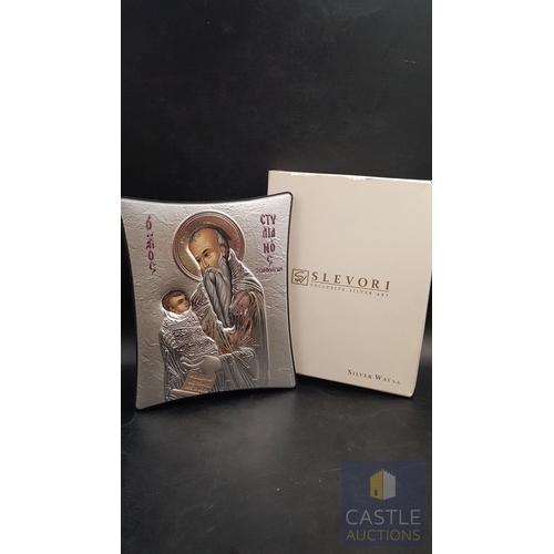 372 - 3x Holy Icons; 2x Mother with Child (Approx. 6cm x 11.5cm / 8cm x 14.5cm) and 1x Saint Stylianos (Ap... 