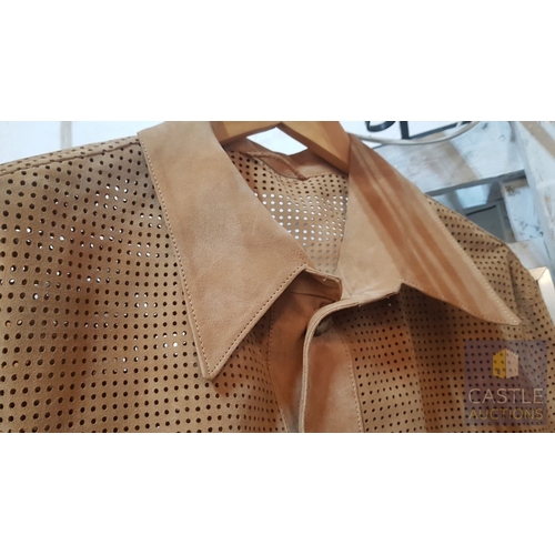 81 - Camel Suede Button Down Top , 'Brian Anthony Exclusive Menswear', In The Style of a Long-Sleeved Shi... 