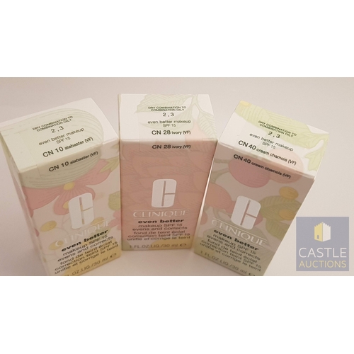 82 - 3x Clinique Even Better Makeup SPF15 Evens and Corrects; CN 10 alabaster (VF)/ CN 28 ivory (VF)/ CN ... 