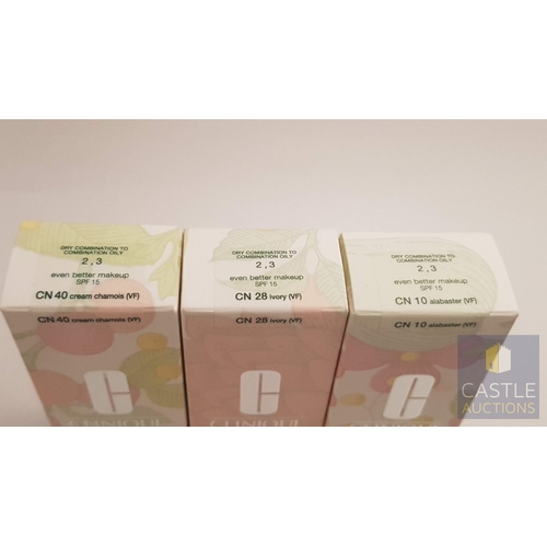 82 - 3x Clinique Even Better Makeup SPF15 Evens and Corrects; CN 10 alabaster (VF)/ CN 28 ivory (VF)/ CN ... 