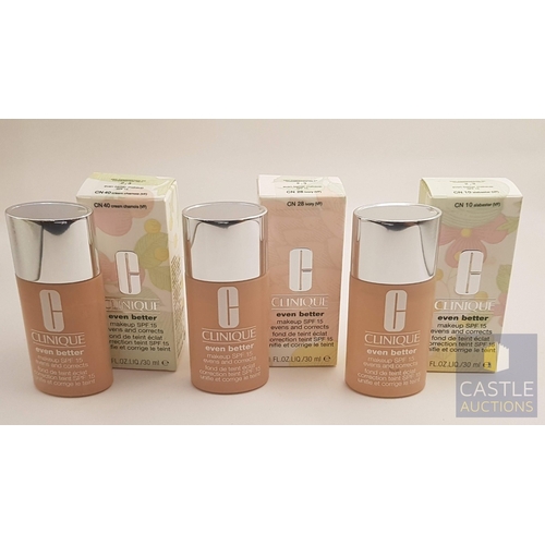 82 - 3x Clinique Even Better Makeup SPF15 Evens and Corrects; CN 10 alabaster (VF)/ CN 28 ivory (VF)/ CN ... 
