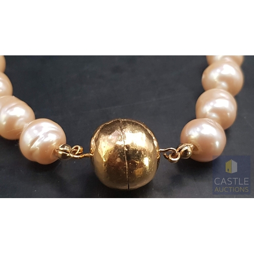 93A - Gold Tone Freshwater Pearl Choker Necklace with Large Pearls Beads and Gold Colour and Ball Shape Cl... 