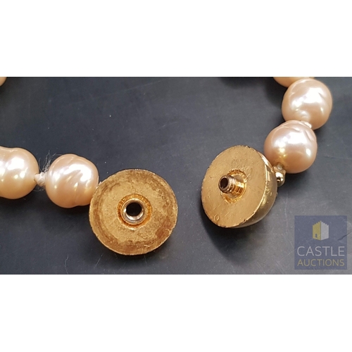 93A - Gold Tone Freshwater Pearl Choker Necklace with Large Pearls Beads and Gold Colour and Ball Shape Cl... 