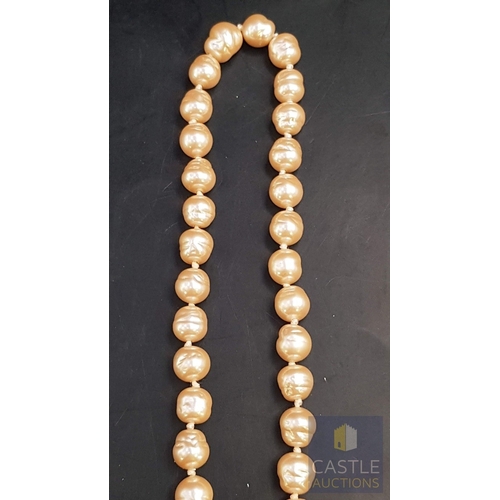93A - Gold Tone Freshwater Pearl Choker Necklace with Large Pearls Beads and Gold Colour and Ball Shape Cl... 