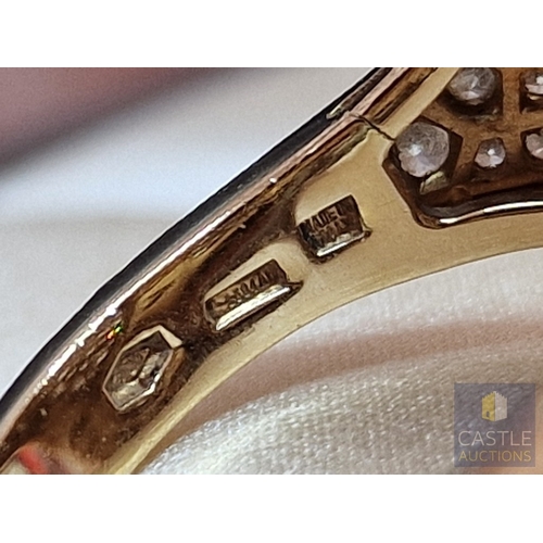 19 - Stunning BVLGARI 18ct Gold & Pave Set Diamond Ring; The Central Curved Oval Shape Motif is Pave Set ... 