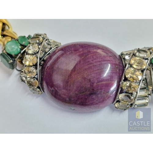 18 - 'Iradj Mioni' Statement Necklace, from New York Based Iranian Designer, with Large Cabochon Centre S... 
