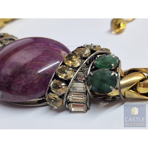 18 - 'Iradj Mioni' Statement Necklace, from New York Based Iranian Designer, with Large Cabochon Centre S... 