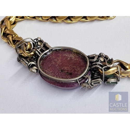 18 - 'Iradj Mioni' Statement Necklace, from New York Based Iranian Designer, with Large Cabochon Centre S... 