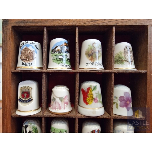 31 - Wall Hanging Display Rack with Collection of 20 x Assorted China Thimbles