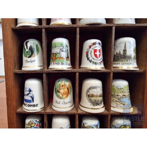 31 - Wall Hanging Display Rack with Collection of 20 x Assorted China Thimbles