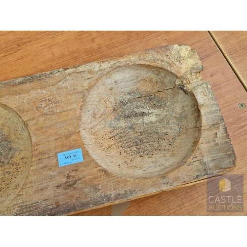 34 - Vintage Cypriot Wooden Bread Mould, 5-Part, (a/f), (Approx. L: 140cm)