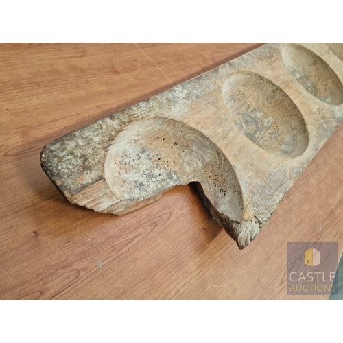 34 - Vintage Cypriot Wooden Bread Mould, 5-Part, (a/f), (Approx. L: 140cm)