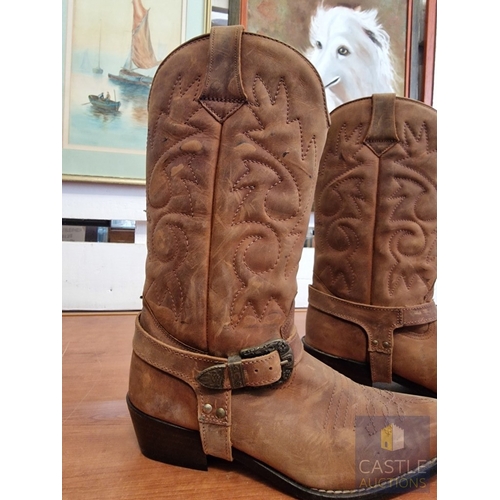 37 - Pair of Real Leather Boots, Hand Made in Cyprus, (Size: 42)