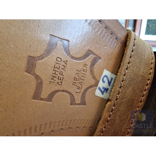 37 - Pair of Real Leather Boots, Hand Made in Cyprus, (Size: 42)