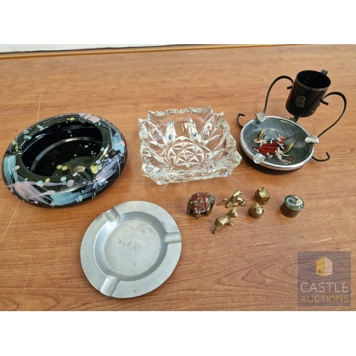 38 - Collection of Assorted Ashtrays, Miniature Animals and Pill Pot, (10)