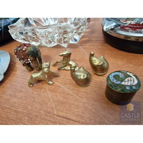 38 - Collection of Assorted Ashtrays, Miniature Animals and Pill Pot, (10)